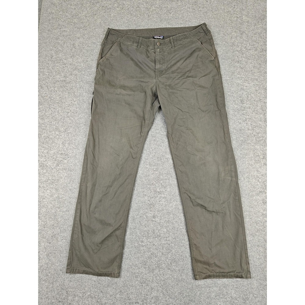 Patagonia Pants Mens 38x31 Green Organic Cotton Nylon Chino Zip Pocket Travel